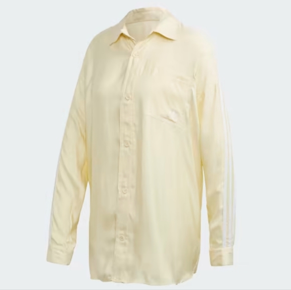 NWT Adidas Satin Yellow Oversized Button Down Shirt Womens Size M - Picture 4 of 11